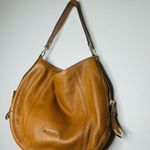 Michael Kors Julia Medium Leather Acorn Tan Shoulder Handbag Purse Photo 8