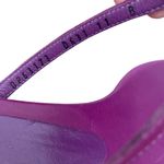 Salvatore Ferragamo Vintage NWOB  Purple Leather Flower Thong Kitten Heel Sandal Photo 9