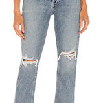 AGOLDE Jeans Riley High Rise Straight Crop Womens 27 Blue Button Fly Distressed Photo 0