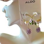 ALDO  earrings gold tone open loops Weasal stealing grapes drops Photo 4