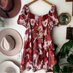 Loft  Poppy floral square neck‎ puff sleeve dress Women’s SIZE 14 fall wedding Photo 3