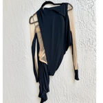 NWT Mugler Abiti Do Robe Jersey Crepe Tulle Mini Dress Black Nude Women's US 0 Photo 3