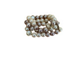 Womens stretchy bracelet white purple pearls with clear stones Photo 1