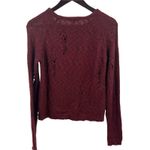 Lucca Couture Lucca‎ Couture Burgundy Round Neck Lightweight Distressed Sweater Size Small Photo 2