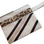 Animal Print Wristlet Makeup Bag Travel Tote Handmade Zippered Pouch NEW Tan Photo 0
