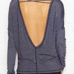 Lucy Core Up Long Sleeve Deep V Back Top Size Medium Blue Photo 0