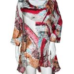 Kaktus Shirt Womens Large White Multicolor Geometric Tunic Artsy Art to Wear White Photo 0