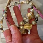 Metallic Sea Life and Pearlized Rock Beads Ocean Beach Theme Wrap Bracelet Silver Photo 6