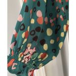 Umgee  USA Floral Green Long Sleeve Crochet Inset Tunic Dress Sz S Photo 5