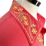 Diane Von Furstenberg  Vintage Floral Embroidered Silk Button-Up Blouse Large Photo 3