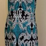 JM Collection s Blue Black White Paisley Design Sleeveless Dress SZ L Midi Photo 0