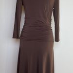 Max and Cleo plunging empire waist long sleeve dress in coffee brown size XS NWT Photo 3
