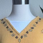 Fall Leaf‎ knit shirt Mustard Yellow Embroidered Cotton Top 2010 teacher size 1X Photo 4