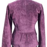 Cache  Purple Fitted Leather Suede Jacket Top New Lined Banded Collar $248 NWT Photo 3