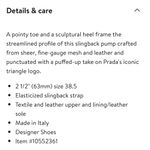 Prada  Women’s Mesh Slingback Pump Heels Black Nero Size 6 Photo 15