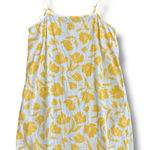 Old Navy Old Navy Yellow Floral Linen Blend Mini Dress L Adjustable Straps Sundress Photo 0