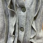 Banana Republic  Cotton Silk Blend Gray Ruffled Sleeveless Cardigan Womens Medium Photo 2