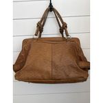Guess Vintage 80s Large Ostrich Embossed Satchel Handbag Brown Large Lock Detail Photo 3