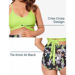 Maternity Summer Mae Swimsuit. Green Black Floral. Cutout (117) Photo 4