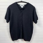 Studio Collection Black Short Sleeve V Neck Button Up Cardigan Sweater Medium Photo 7