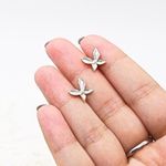Pearlescent White Butterfly Ear Jacket Earrings Gold Photo 2