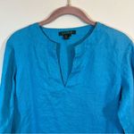 Ralph Lauren Lauren  Women’s Blue 100% Linen Top Small Photo 1