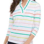 Crown & Ivy Multicolored Stripe Ruffle Collar Top Size Large Photo 0
