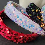 Bundle of 6 Velour Headband with Iridescent Sequins Red Photo 1
