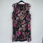 Tacera XL Black Pink Floral Ruffle Shift Dress Sleeveless Wedding Guest Feminine Photo 8