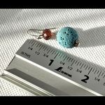 Blue lava rock and purple stone fish hook earrings Photo 6