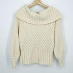 Anthropologie  Margo Off The Shoulder Puff Sleeve Cotton Wool Blend Sweater Ivory Photo 2