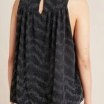 Anthropologie Black Silver Shimmer Carly Bubble Tank Top Blouse Photo 2
