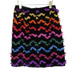 Vintage Handmade Black Rainbow Striped Frilly Ribbon Midi Skirt 26" Photo 2