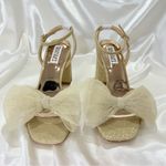 Badgley Mischka Tess Tulle Bow Sandals Heels 6.5 Gold Glitter Party Coquette New Photo 9