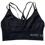 Avec Les Filles  Seamless Sports Bra Women's Size XL Black Strappy CrossBack Photo 1