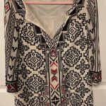 Alice + Olivia Lowell Embroidered Aztec Popover Bohemian Chiffon Tunic, sz S Photo 0