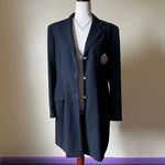 Ralph Lauren 90s Vintage Lauren‎  Black Wool Crest Blazer Button Down Women's 12 Photo 7