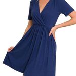 Leadingstar Womens Navy Blue Dress M Short Sleeved A Photo 0