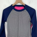GAP Striped Navy Blue Pink Long Sleeve Athletic Top size Medium Photo 1