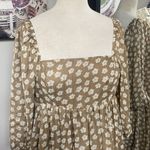 Storia Cottagecore floral Brown Floral Square Neck Dress with puffy sleeve feminine Photo 1