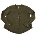 Free People  Changing Horizons V Neck Top Sz S Olive Green Gauze Oversize Boho Photo 3