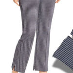 Lysse  Navy Blue Houndstooth Pull-on Crop Pants Size XS Photo 0