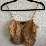 Motel Rocks Motel Tan Zebra Stripe Button Front Cropped Cami Tank Top Small Photo 0