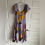 La‎ Ligne Stella Maxi Flutter Sleeve Open Back Dress Lavender Multi Small NWT Purple Photo 4