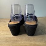 Lucky Brand  Keela Black Leather Wedge Sandals 8W 38‎ Espadrille Cutout Heels Photo 5