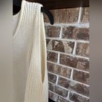 Venus  V-neck ribbed knit sweater in cream/ivory, wide bell sleeves,scalloped hem Photo 2