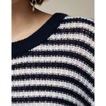 J.Crew NWT Cashmere Relaxed Crewneck Sweater in Navy Snow Stripe L Photo 1