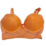Daisy Fuentes Size 36C Bright Coral Pink Lace Bra Padded Wire Nylon Photo 0