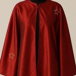 Red Embroidered Christmas Tree Star Capelet Cloak Shawl Holiday Party Womens Size undefined Photo 0