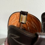 Vintage Brown Tan Leather Western Festival Wingtip Mid Calf Heeled Cowboy Boots Size 7.5 Photo 16